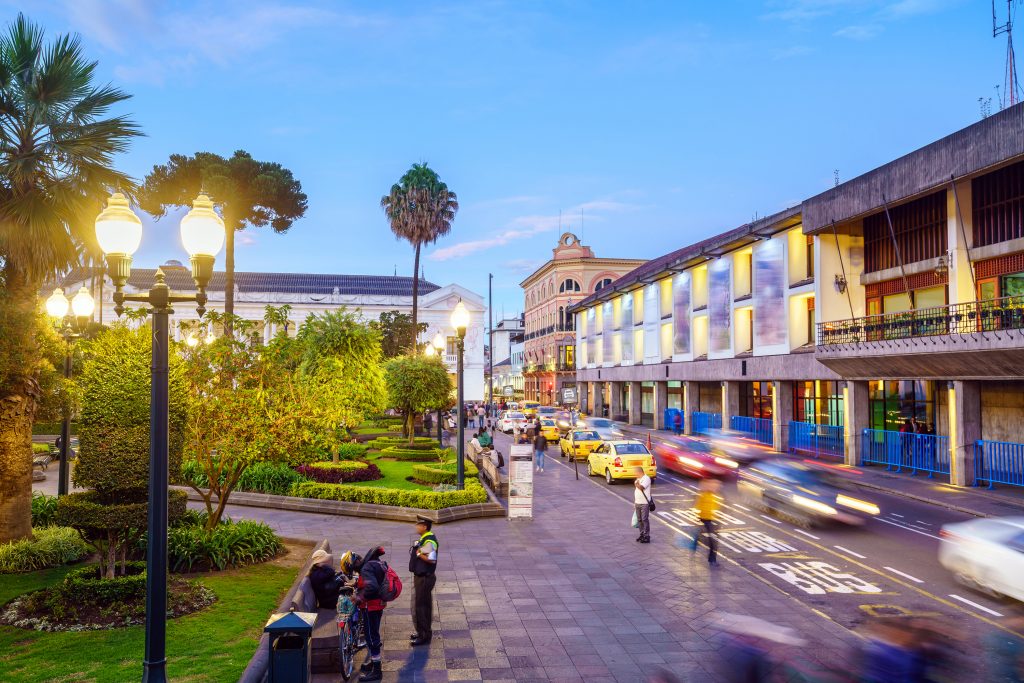 People at Plaza Grande in Quito, Ecuador