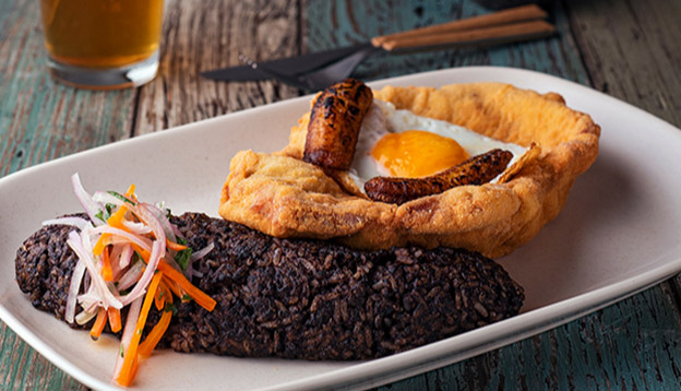 Close up of food set on a white plate