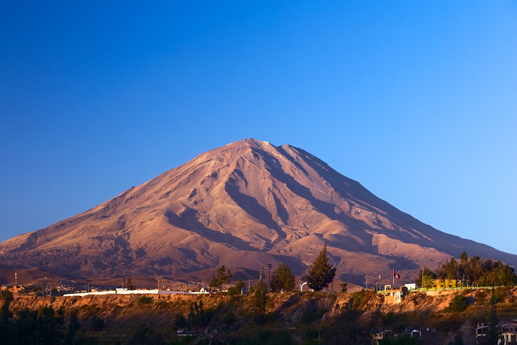 volcanoe with blue sky peru