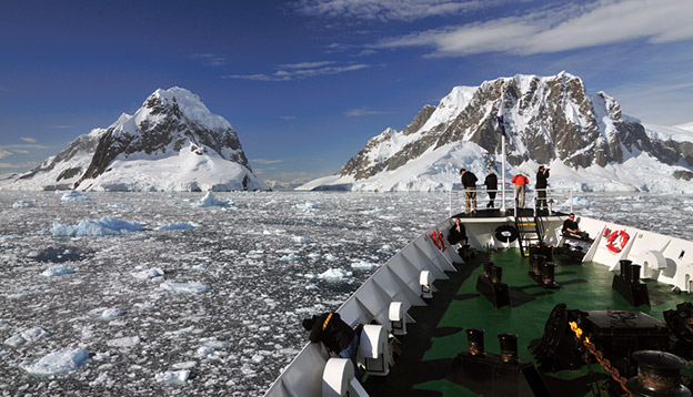 front deck of Antarctica expedition ship