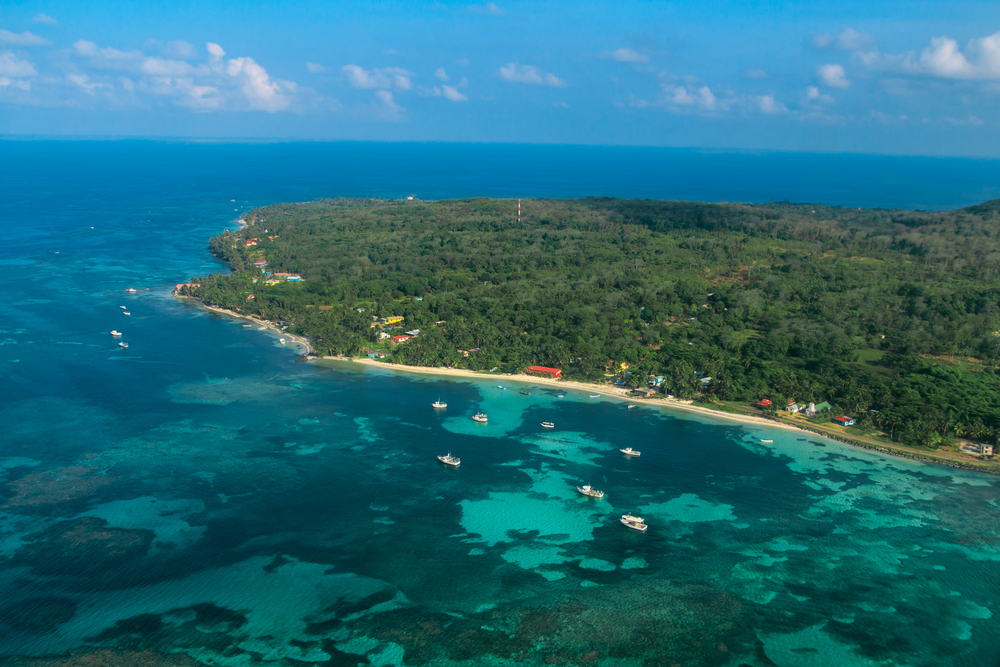 Aerial view of Corn Island, Nicaragua.