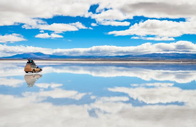 Spectacular Salar Uyuni during wet season.